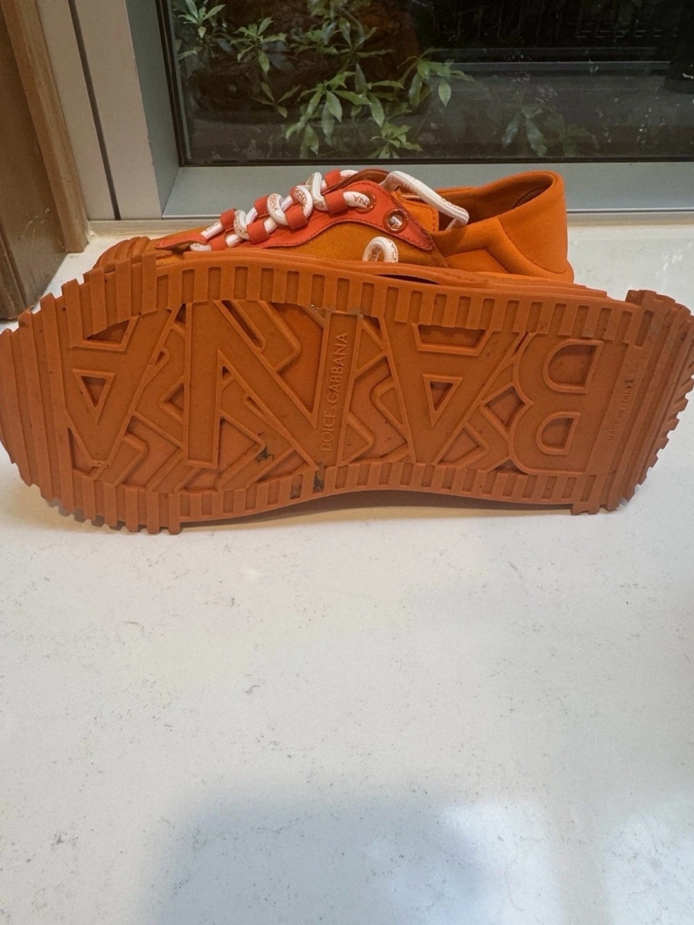 Dolce & Gabbana Kids Orange and White Treaded Sneakers - Picture 4 of 5
